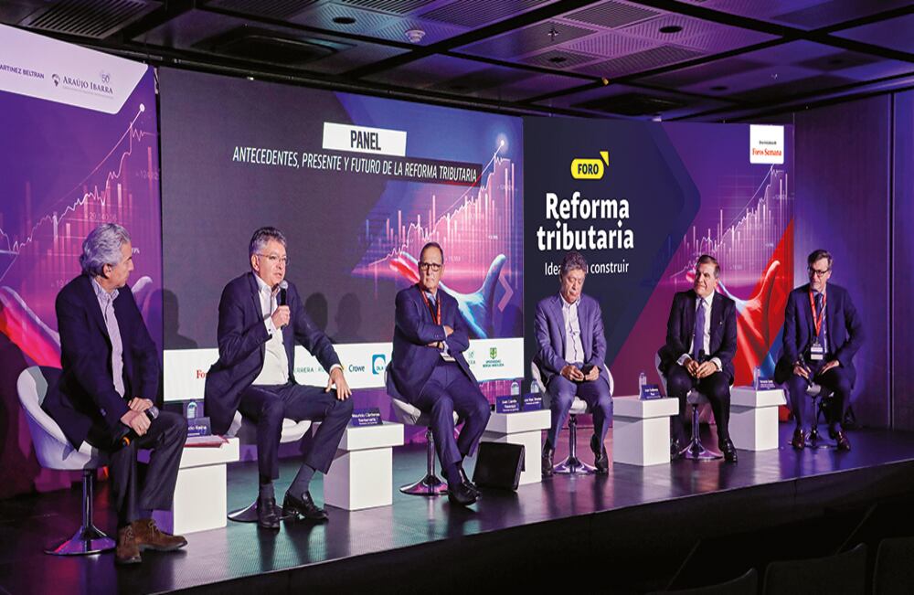  Mauricio Reina, economista; Mauricio Cárdenas Santamaría, exministro de Hacienda; Juan Camilo Restrepo, exministro de Hacienda; Bruce Mac Master, presidente de la Andi; Juan Guillermo Ruiz, socio de Posse Herrera Ruiz, y Hernando Zuleta, profesor de la Universidad de los Andes.