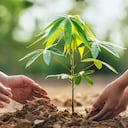madre con hijos ayudando a plantar árboles en la naturaleza para salvar la tierra. concepto de medio ambiente eco