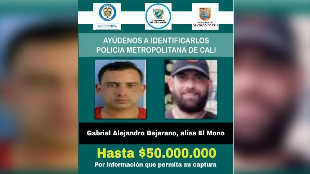 Así buscaban en su momento a alias El Mono las autoridades. Ofrecían 50 millones de pesos por su captura tras participar en la masacre de 5 niños en el barrio Llano Verde de Cali.