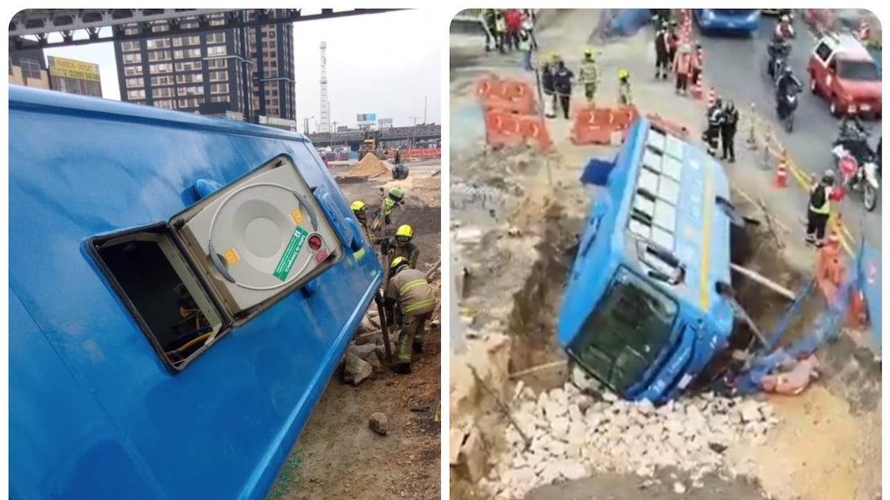 Un bus del SITP se volcó en la Avenida 68 con Calle 9, dejando tres heridos y obligando a los pasajeros a evacuar por las ventanas en medio de obras viales.