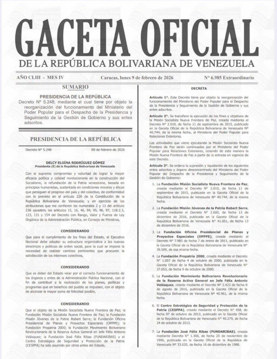 Gaceta publicada por el gobierno venezolano