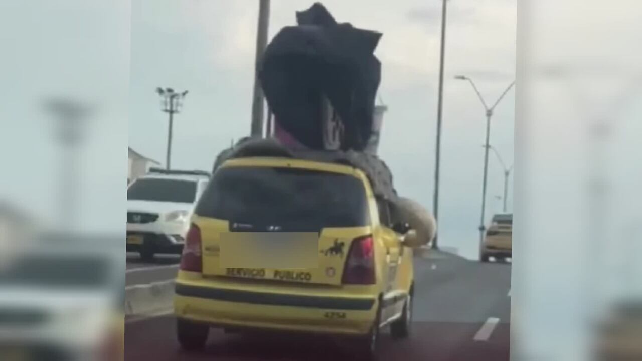 Taxista en Cali fue grabado transportando un trasteo completo en su vehículo.
