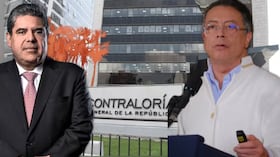 El Contralor General de la República de Colombia, Carlos Hernán Rodríguez y el presidente, Gustavo Petro.