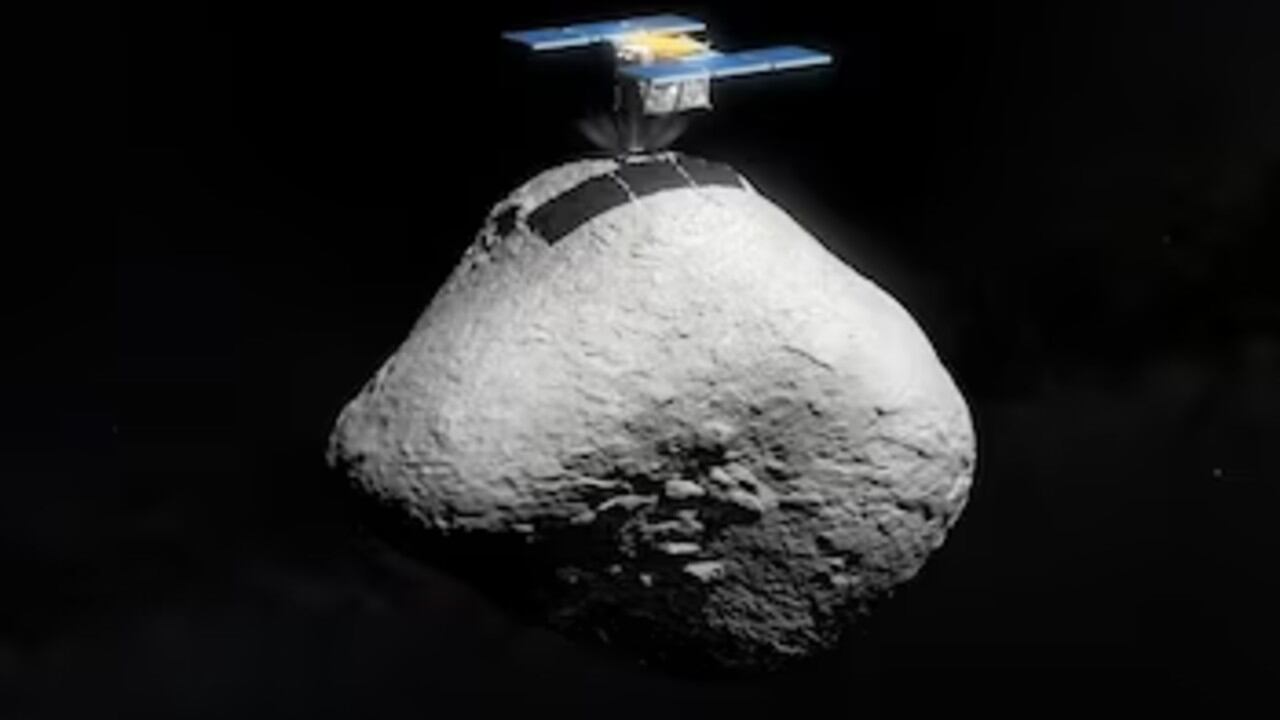 Impresión artística del aterrizaje de Hayabusa 2 en el asteroide 1998 KY26.