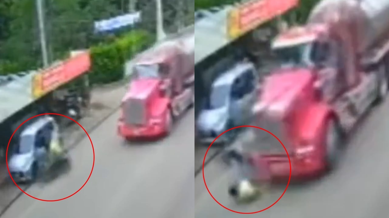 Este es el momento en el que se registra el terrible accidente de tránsito.