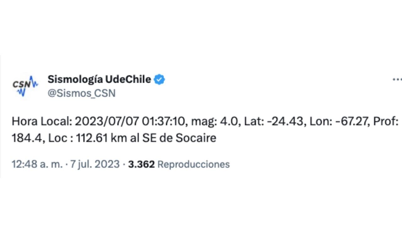El primer sismo ocurrió exactamente a la 1:37 de la mañana en Chile el viernes 7 de julio