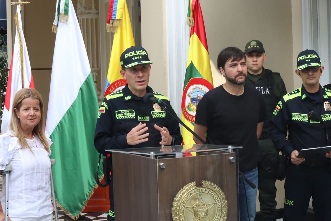 Policía nacional en Barranquilla.
