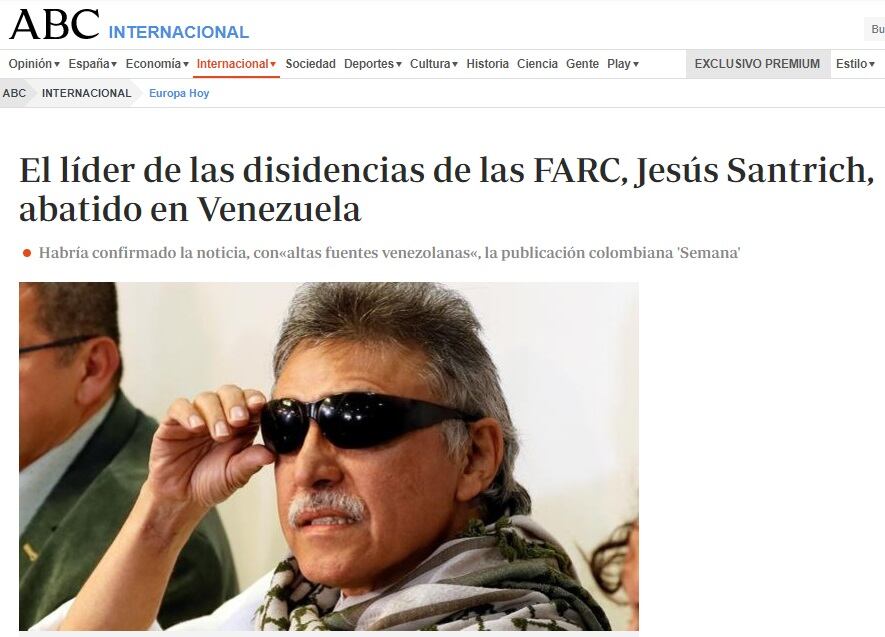 Muerte de Jesús Santrich por ABC