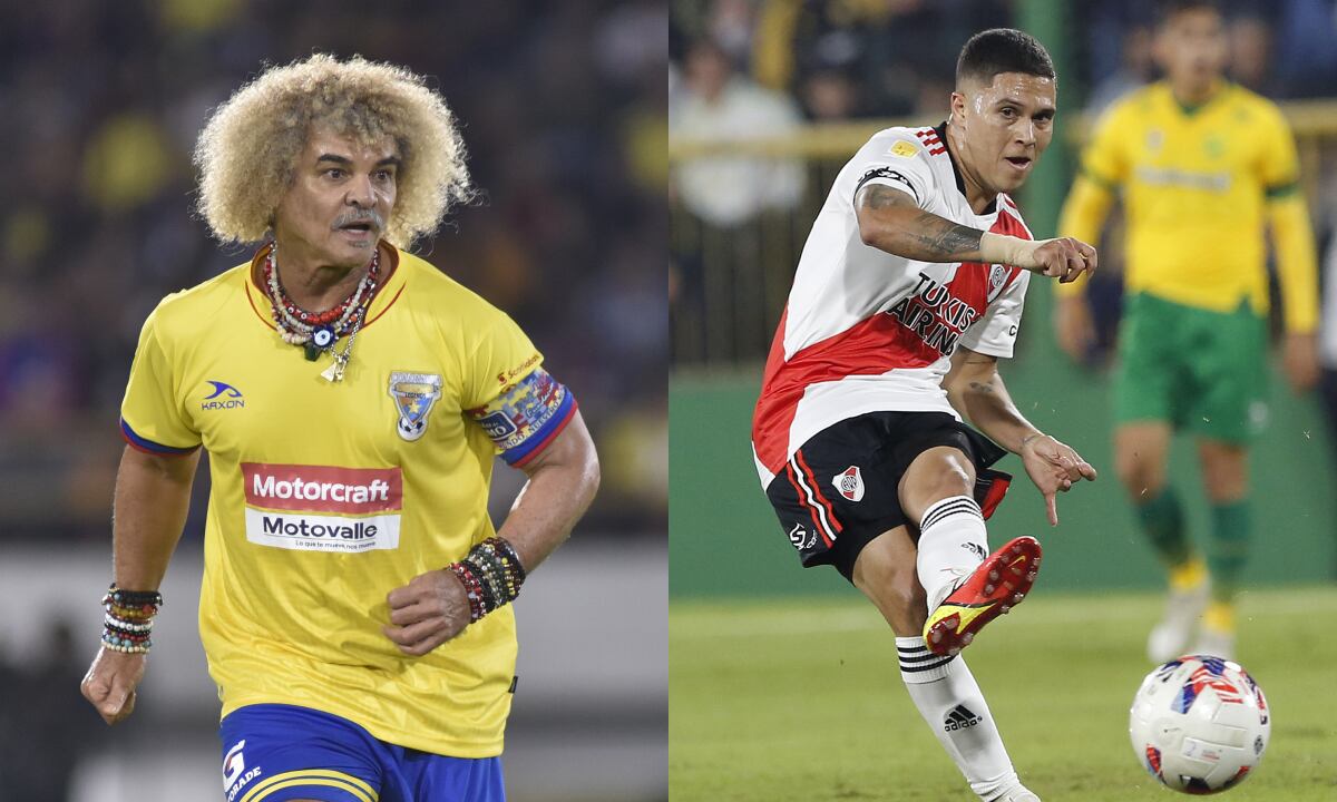 Carlos Pibe Valderrama y Juan Fernando Quintero. Foto: Getty Images/Guillermo Legaria Schweizer//Getty Images/Daniel Jayo