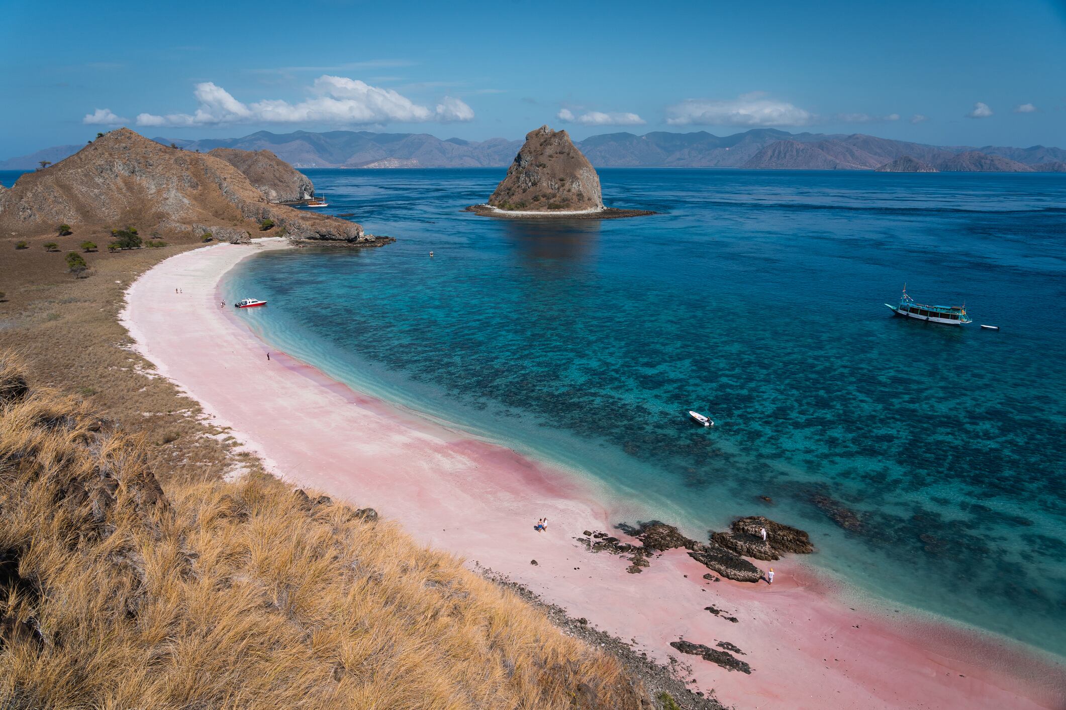 Pink beach in Komodo national park, Flores island in Indonesia.