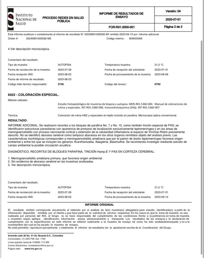 Aparte del informe revelado por el Instituto Nacional de Salud luego de la necropsia realizada al cadáver de Stefanía.