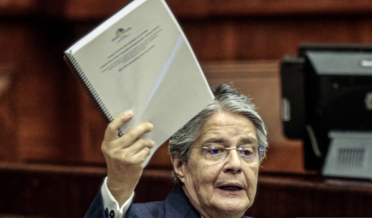 El presidente de Ecuador, Guillermo Lasso, ante el Congreso de su país.