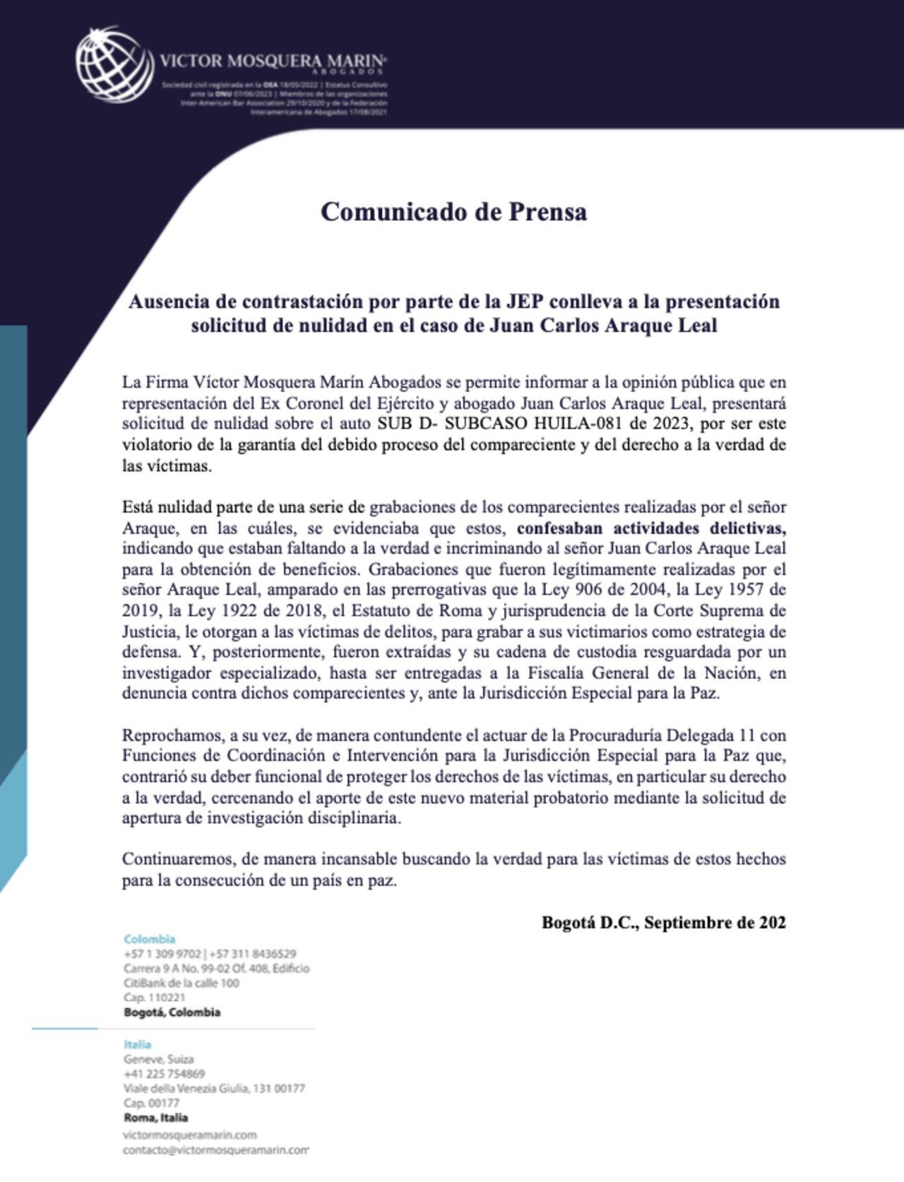 Solicitud nulidad Juan Carlos Araque