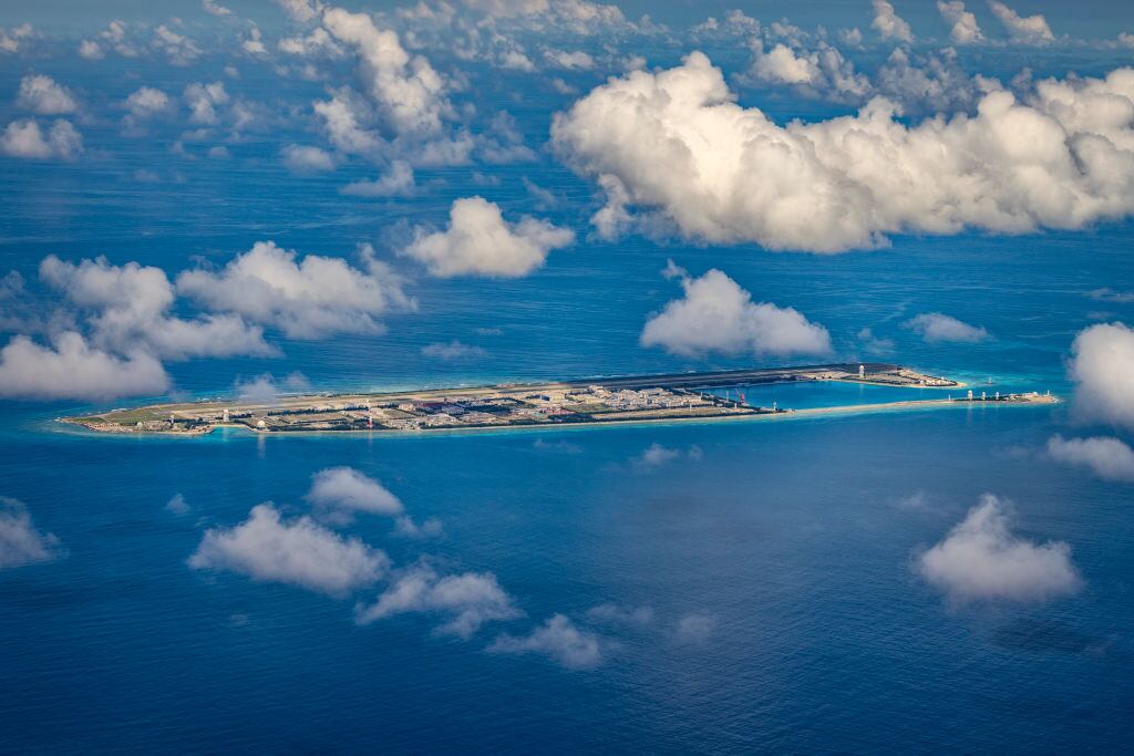 China había creado de manera artificial alrededor de 12 km² de tierra sobre los arrecifes de Nansha.