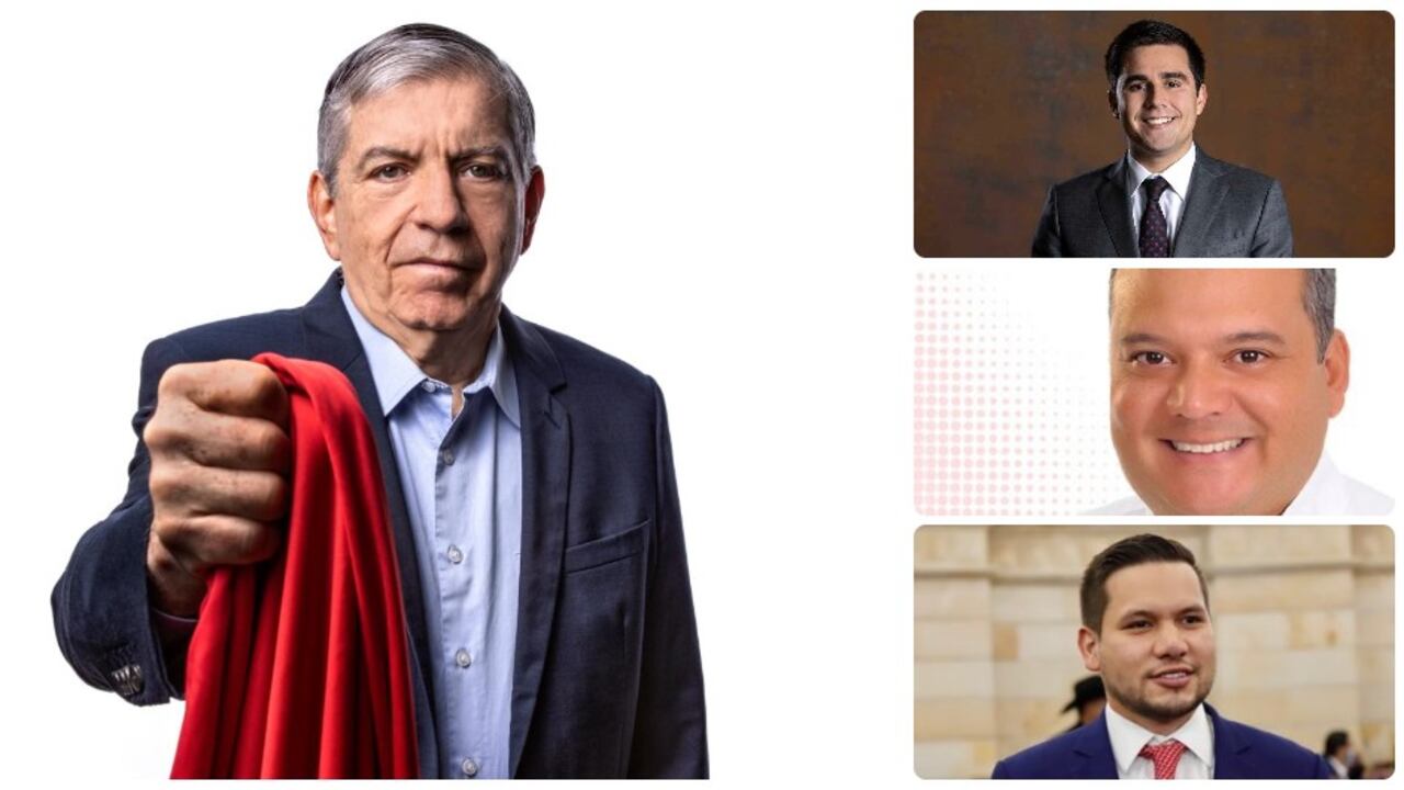 El expresidente César Gaviria. A la derecha: los congresistas Carlos Ardila, Álvaro Monedero y Andrés Calle.