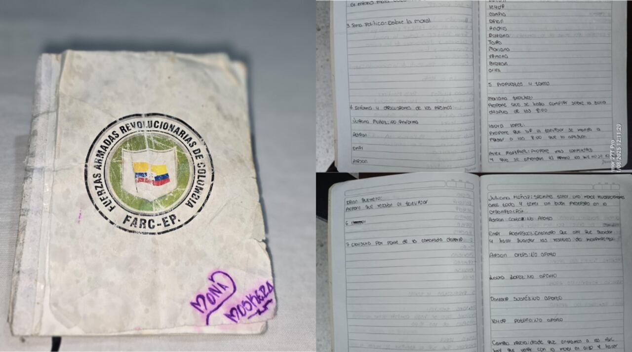 Archivos de las disidencias de las Farc hallados por la Policía Nacional.