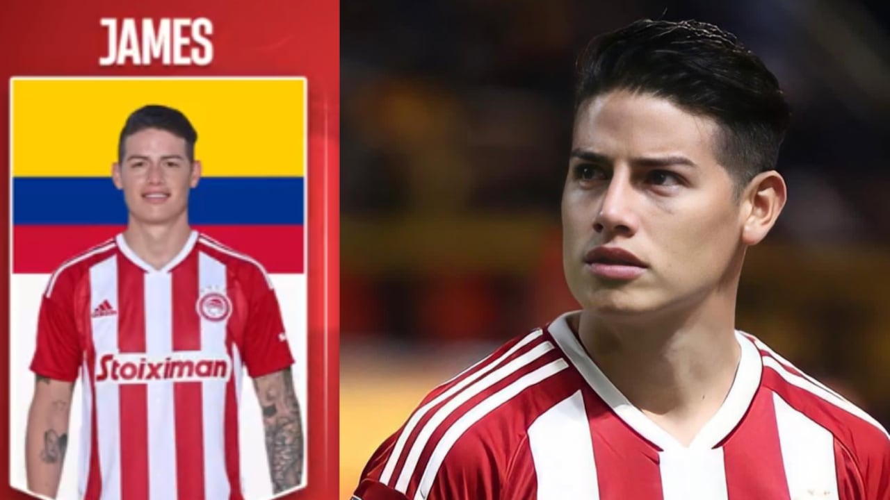James Rodríguez. Foto: Captura de pantalla Twitter Olympiacos FC (@olympiacosfc)//Twitter James Rodríguez (@jamesdrodriguez)