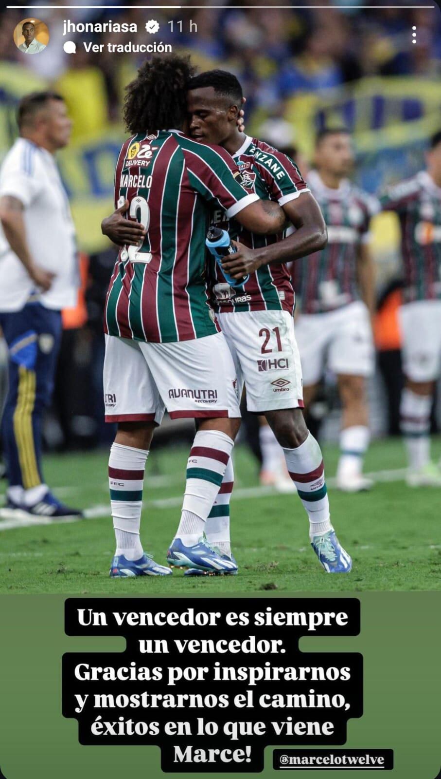 Jhon Arias se despidió de Marcelo en sus redes sociales