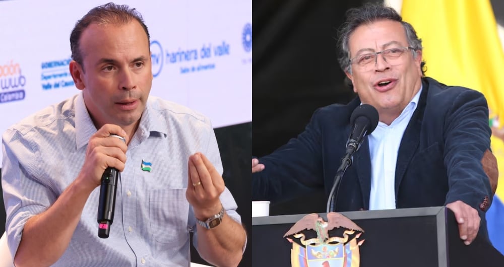 De izquierda a derecha: el alcalde Alejandro Eder y el presidente Gustavo Petro