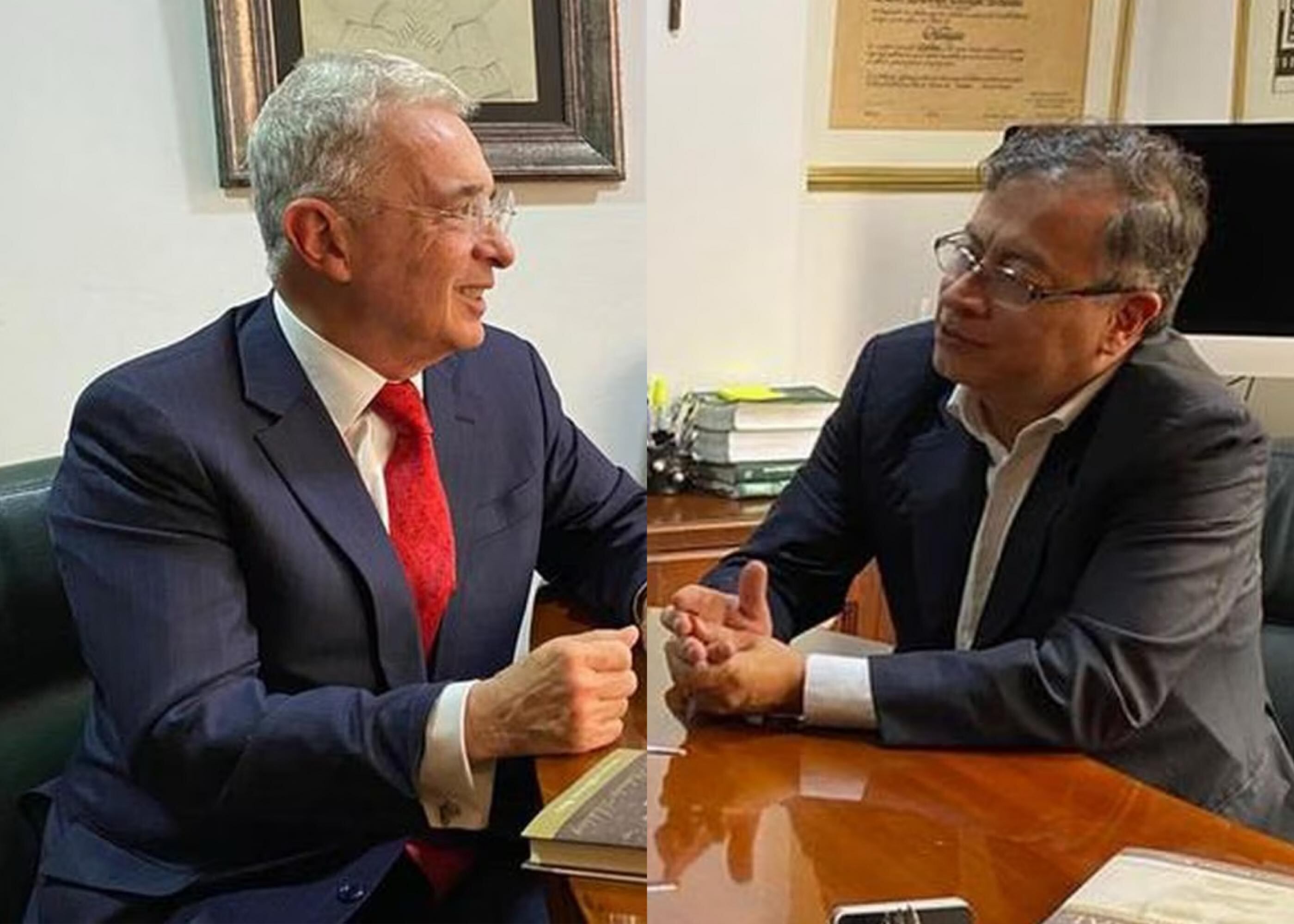 El expresidente Álvaro Uribe y el actual mandatario Gustavo Petro.