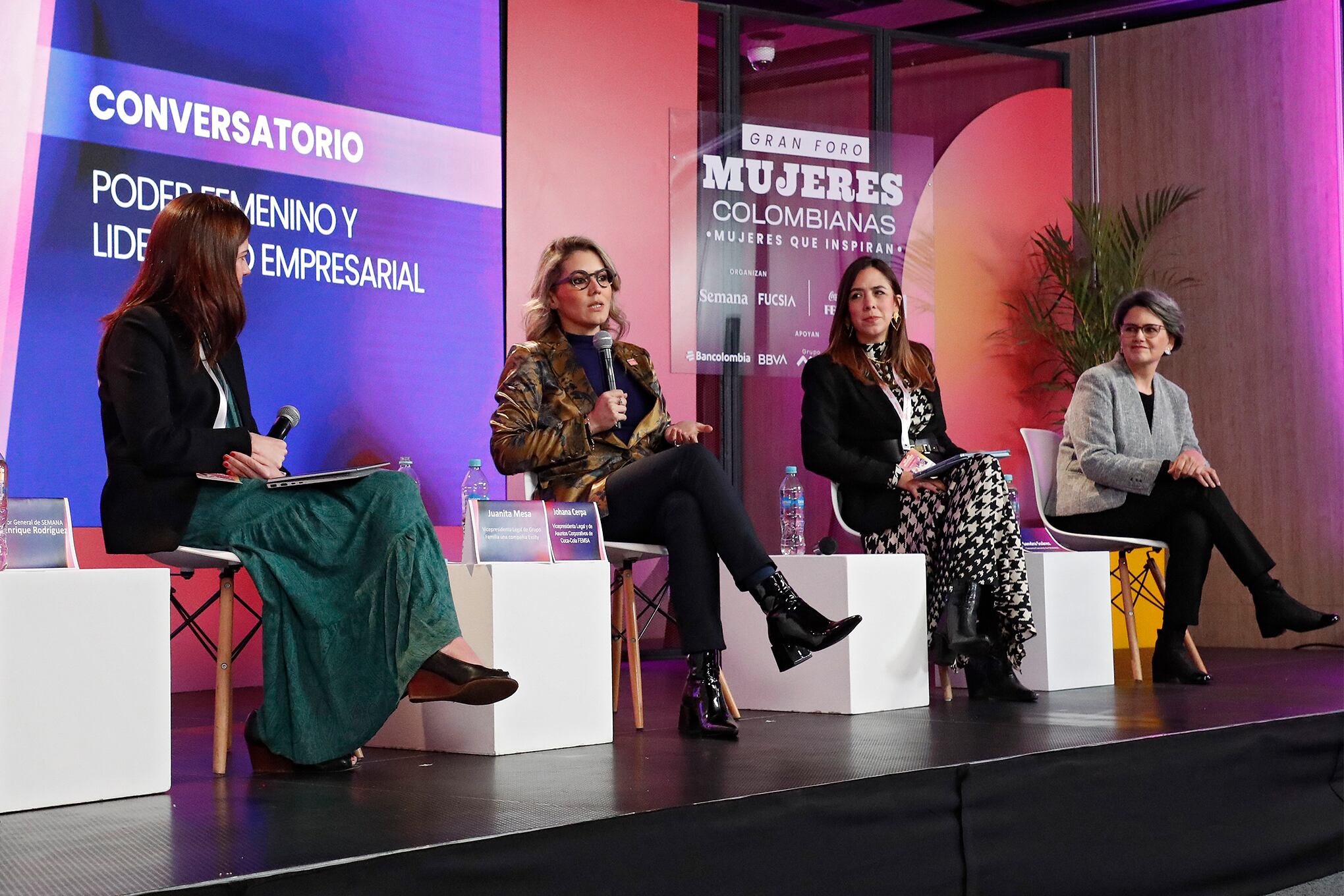 Juanita Mesa, vicepresidenta legal de Grupo Familia una compañía Essity; Johana Cerpa, vicepresidenta legal y de Asuntos Corporativos de Coca-Cola FEMSA; María Isabel Acosta, directora de Diversidad de Bancolombia; Sandra Suárez, gerente general de SEMANA.