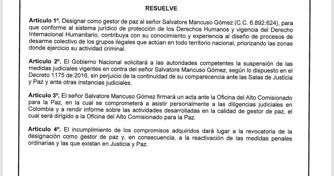 Resolución Salvatore Mancuso