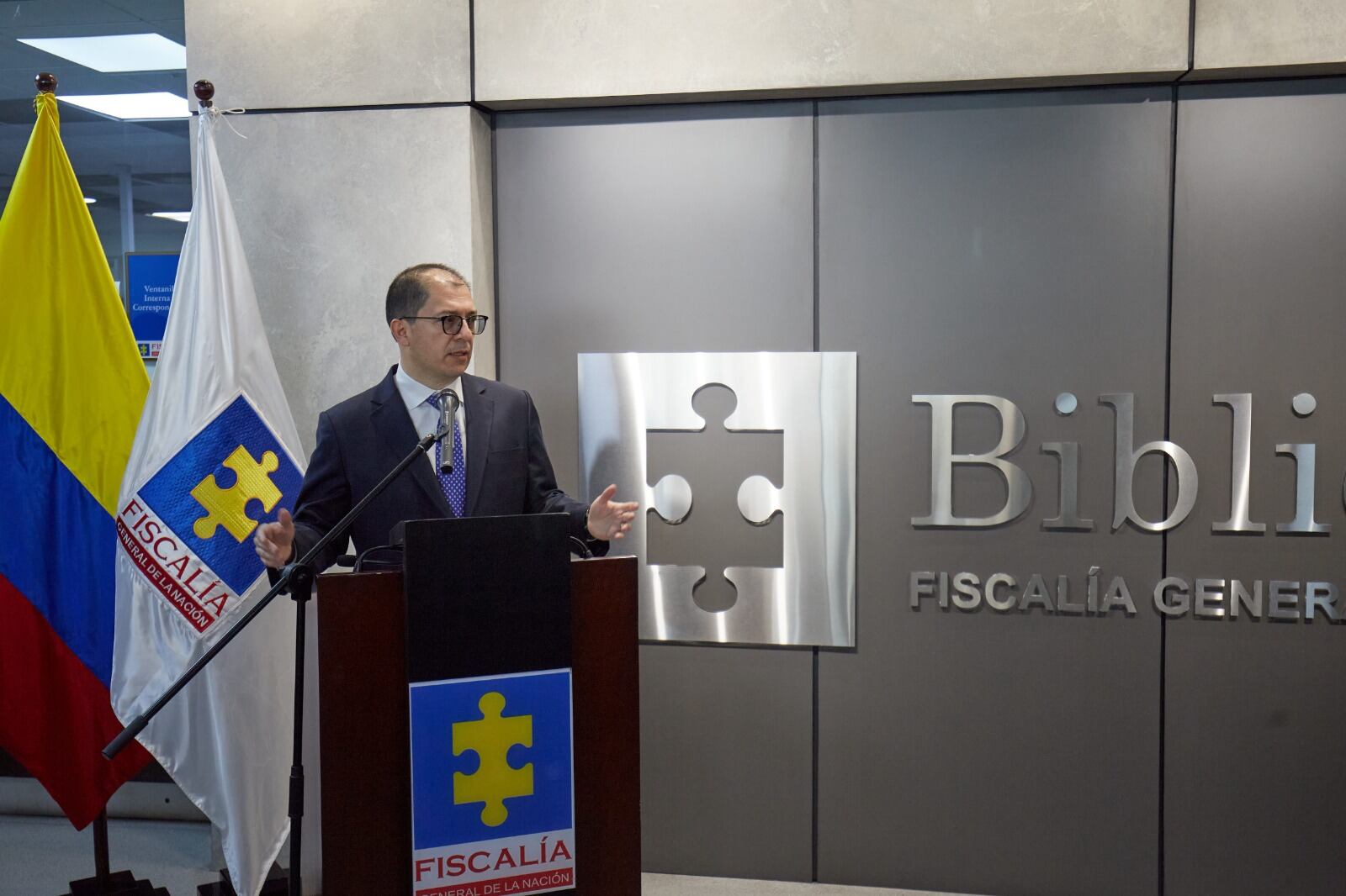 Fiscal general de la Nación, Francisco Barbosa, durante inauguración de la moderna biblioteca de la Fiscalía.