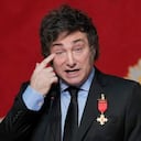 El presidente argentino Javier Milei habla durante una reunión con la presidenta regional de Madrid, Isabel Díaz Ayuso, en Madrid, España, el viernes 21 de junio de 2024.