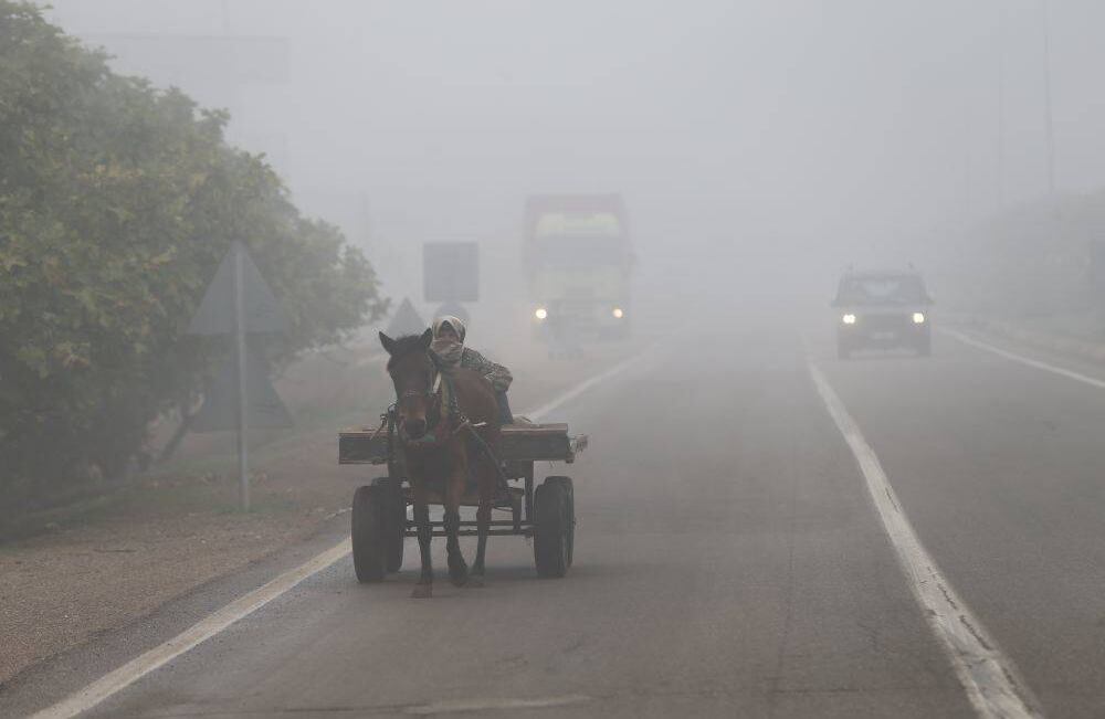 La densa niebla afectó negativamente la vida en el distrito Reyhanli de Hatay. La densa niebla, que comenzó a aparecer desde primeras horas de la mañana, continuó siendo efectiva en el centro del distrito. Debido a la niebla, la distancia de visión ha disminuido en 5 metros de vez en cuando. (Cem Genco - Agencia Anadolu) 