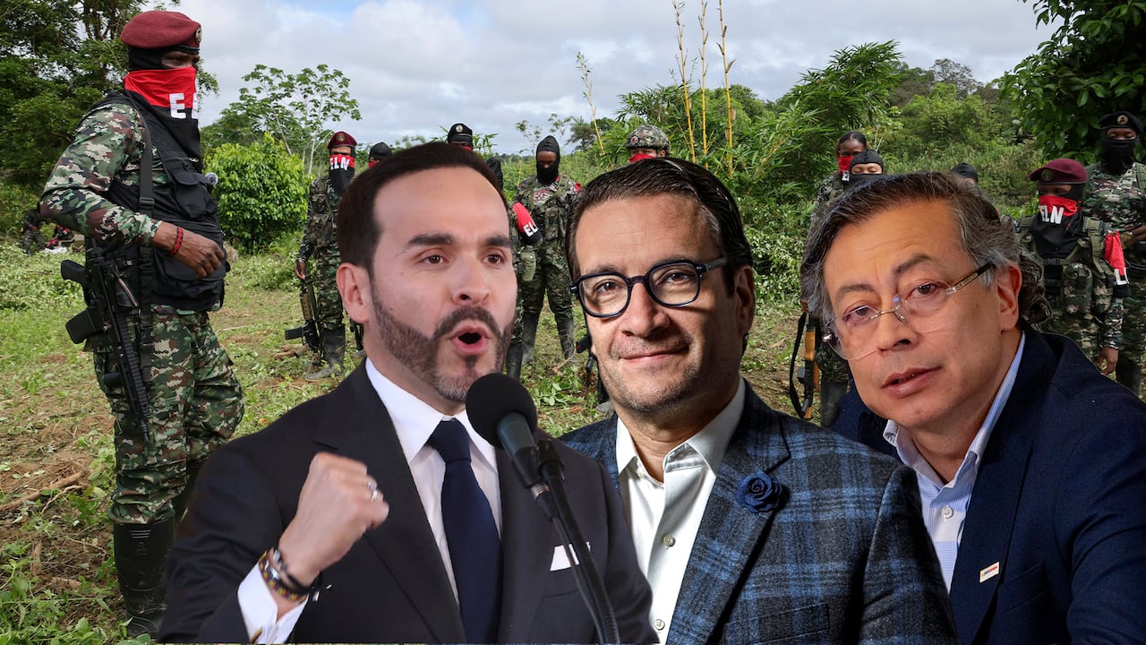 Presidente Abelardo De La Espriella, Iván Cancino, ministro de Justicia; y el expresidente Gustavo Petro.