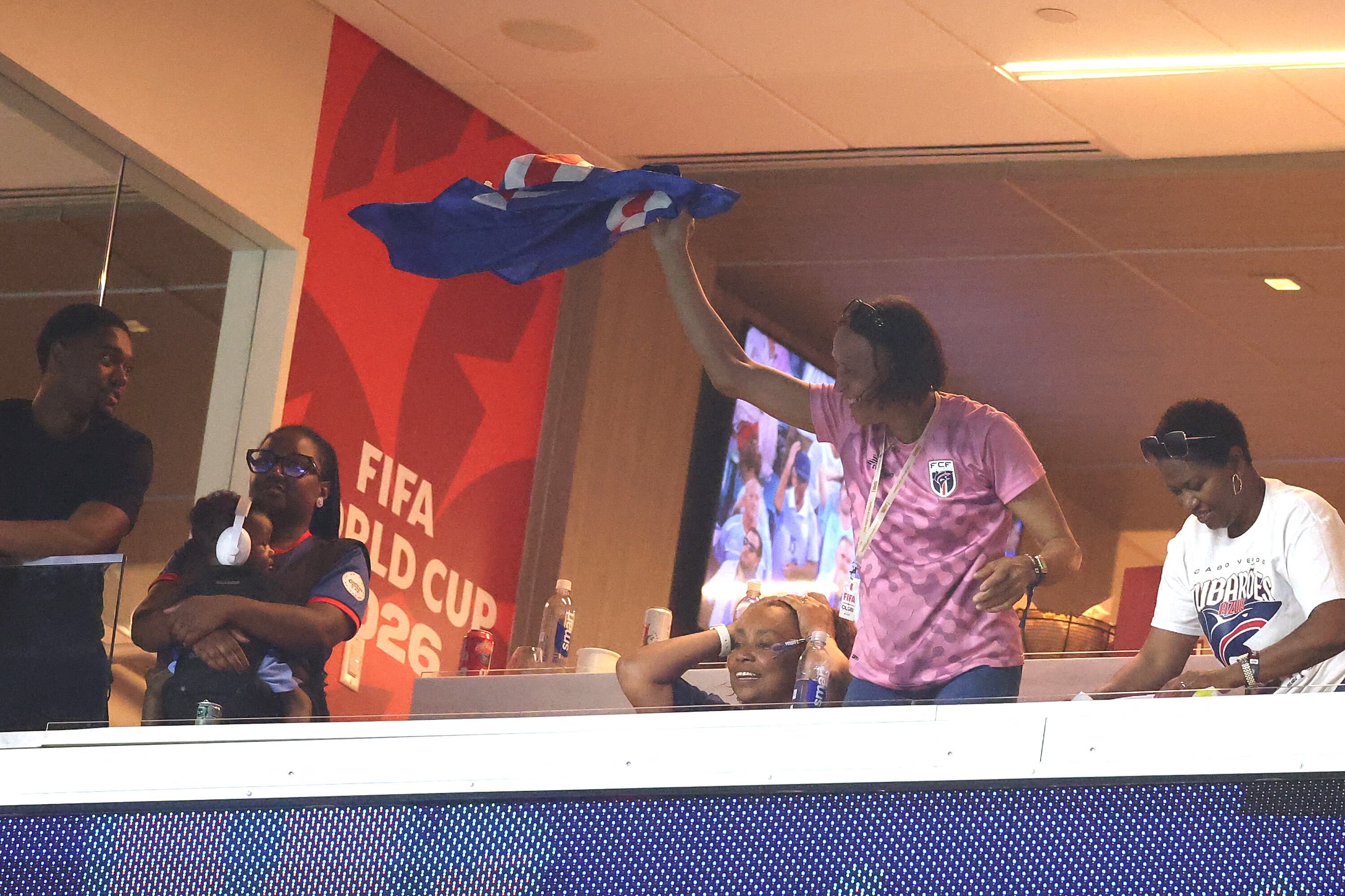 MIAMI GARDENS, FLORIDA - JUNE 21: Ana Candida Evora (2R), mother of Vozinha #1 of Cabo Verde, attends the FIFA World Cup 2026 Group H match between Uruguay and Cabo Verde at Miami Stadium on June 21, 2026 in Miami Gardens, Florida.   Lars Baron/Getty Images/AFP (Photo by Lars Baron / GETTY IMAGES NORTH AMERICA / Getty Images via AFP)