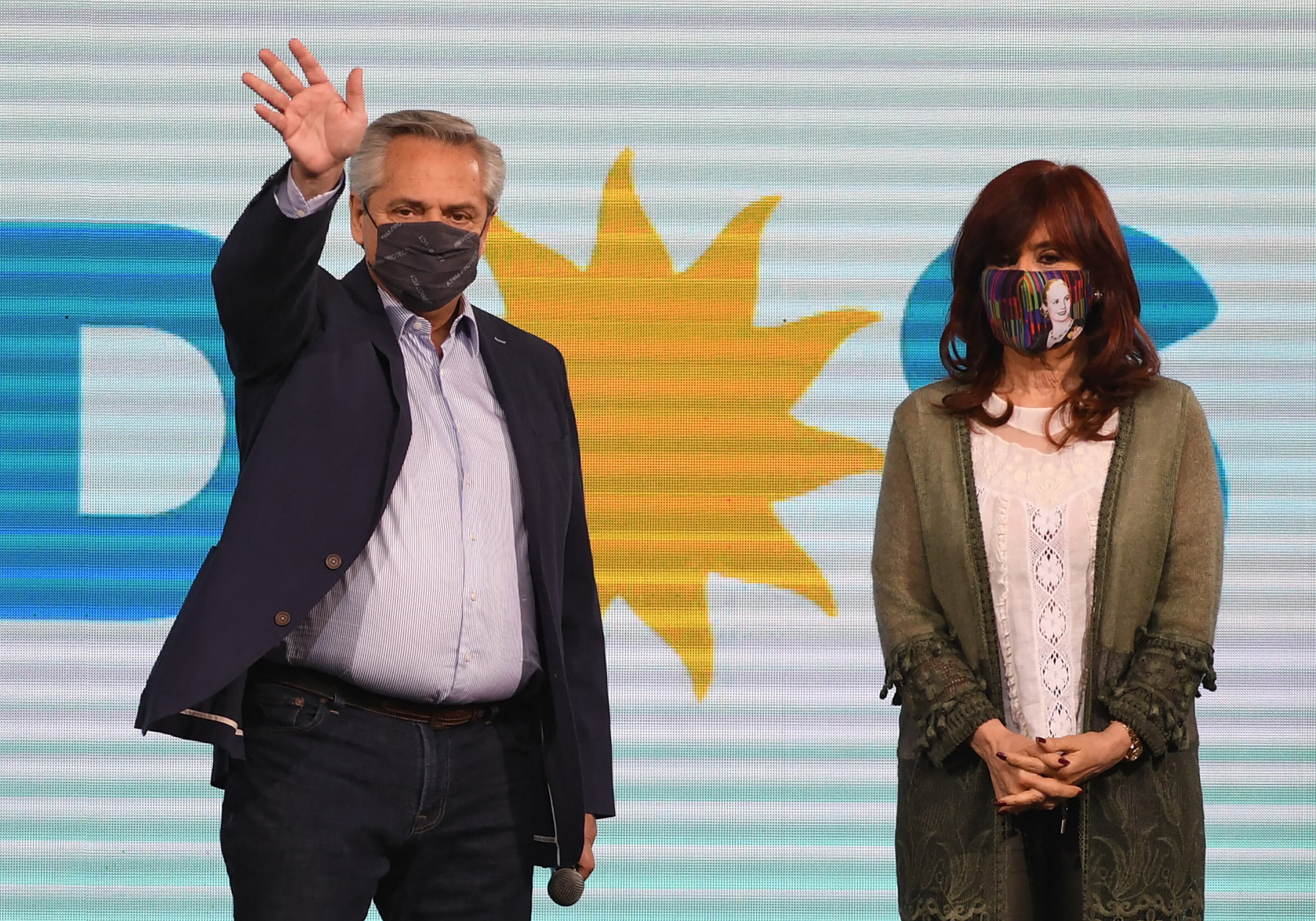 El presidente de Argentina, Alberto Fernández y la vicepresidenta y expresidenta Cristina Fernández de Kirchner. Foto: AFP