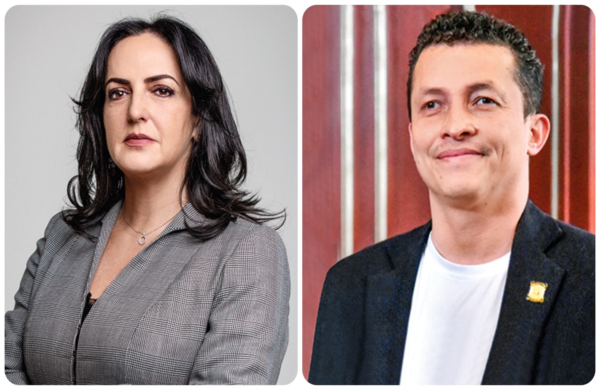 Los congresistas María Fernanda Cabal, del Centro Democrático, y Alejandro Toro, del Pacto Histórico.