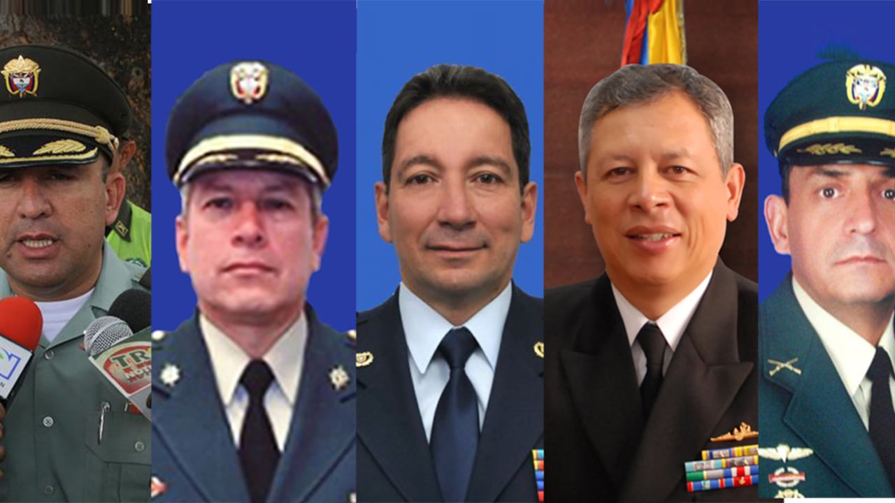 Los generales Martín Fernando Nieto y Oswaldo Rivera Márquez, el almirante Orlando Romero Reyes y el general Carlos Alfonso Rojas Tirado.