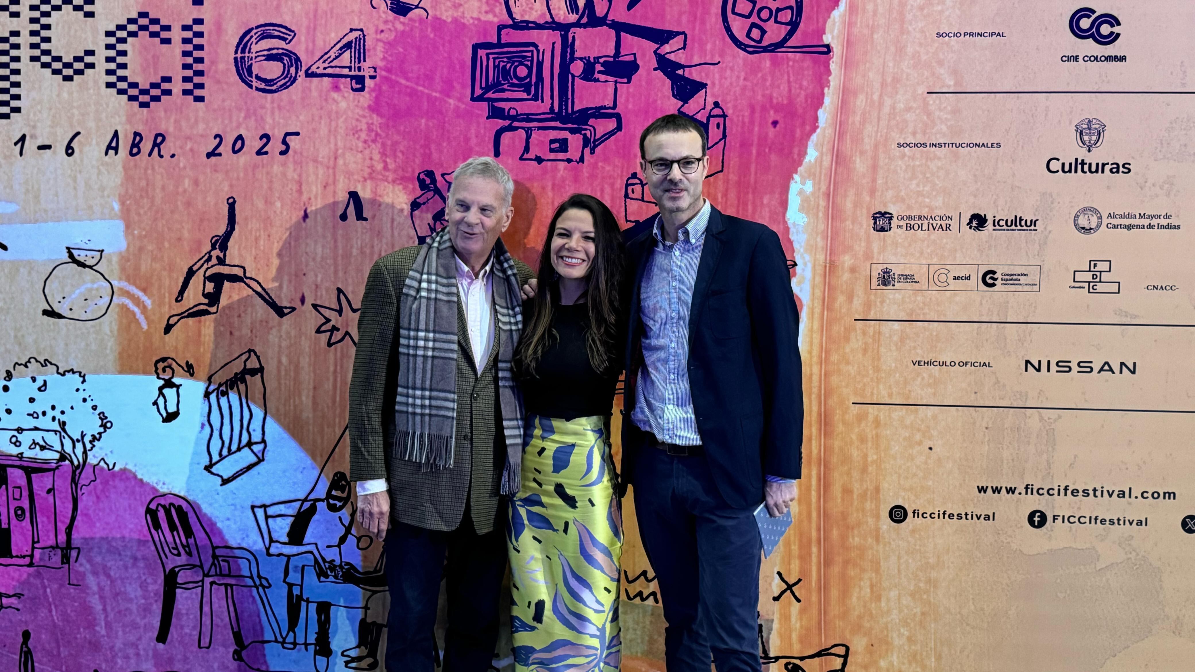 Hernán Piñeres, Margarita Díaz y Ansgar Vogt, en la Cinemateca de Bogotá.