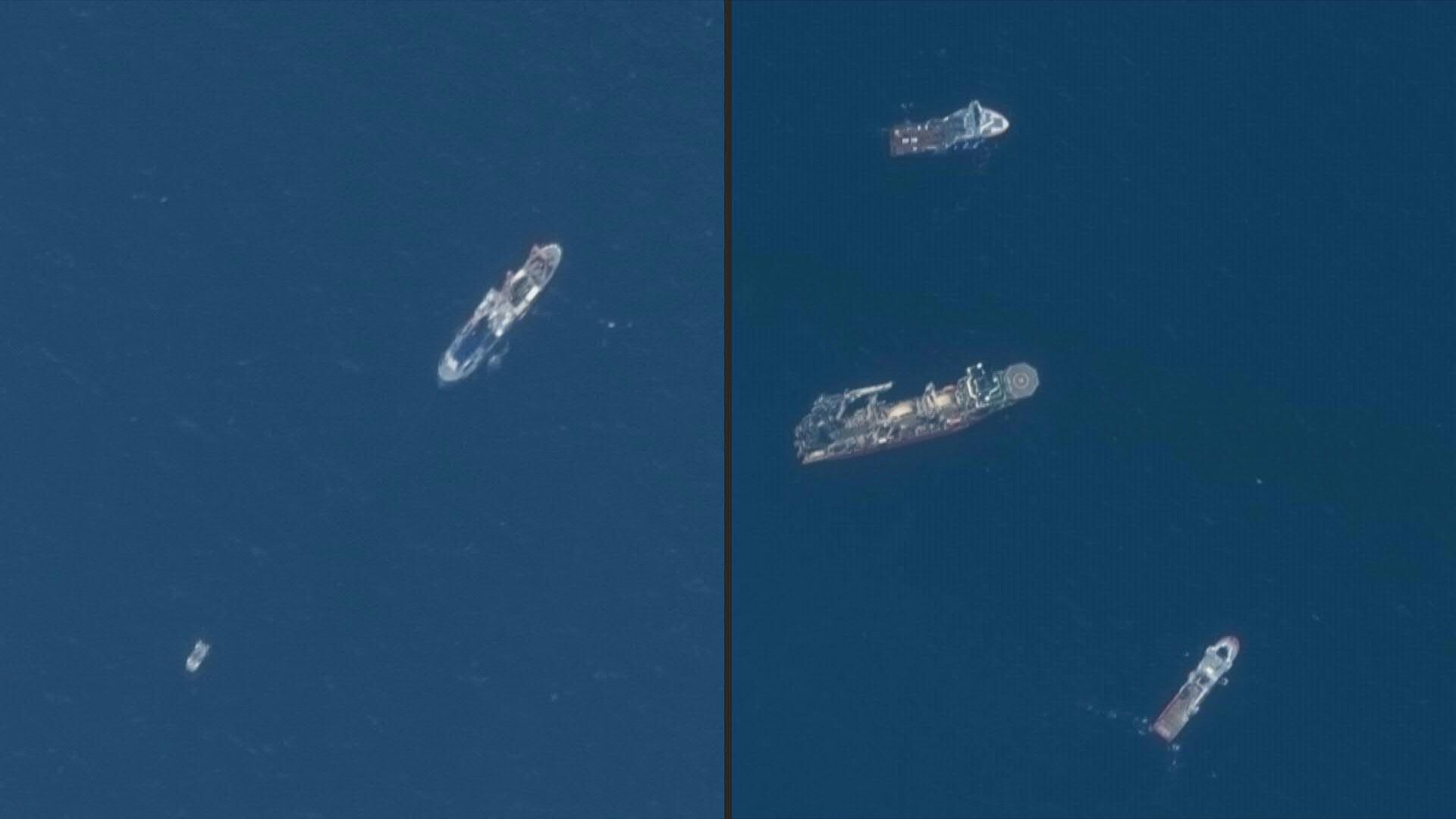 Fotografía satelital de equipos de búsqueda del submarino Titán