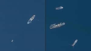 Fotografía satelital de equipos de búsqueda del submarino Titán