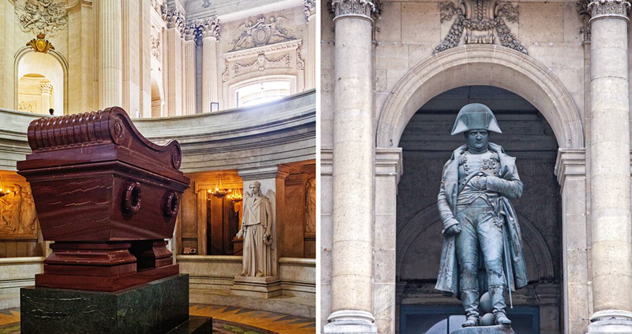 Tras dos décadas de su repatriación, los restos de Napoleón fueron depositados en el Hôtel National des Invalides. En París solo hay dos estatuas del emperador: una en donde se encuentra su tumba (foto) y otra, la columna Vendôme, en la plaza Vendôme.