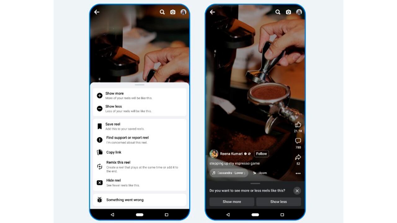 Facebook agregó una nueva herramienta para controlar los reels.