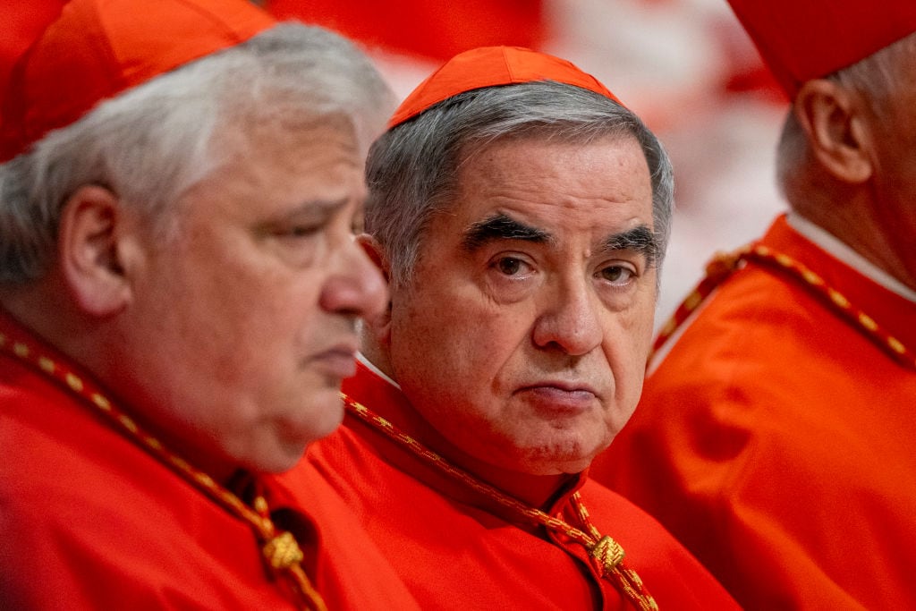 VATICAN CITY, VATICAN - 2024/12/07: Cardinal Giovanni Angelo Becciu during Ordinary Public Consistory.
Pope Francis presides over the Ordinary Public Consistory for creating 21 new cardinals, at St Peter's Basilica in the Vatican. (Photo by Stefano Costantino/SOPA Images/LightRocket via Getty Images)
