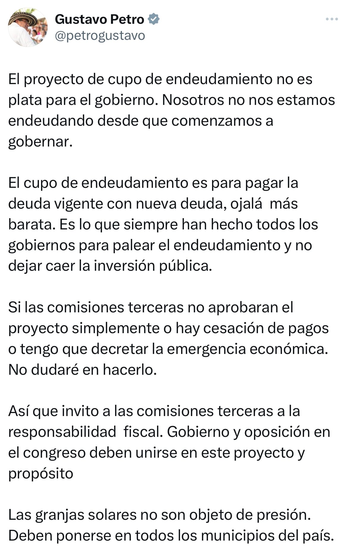 Mensaje presidente Gustavo Petro