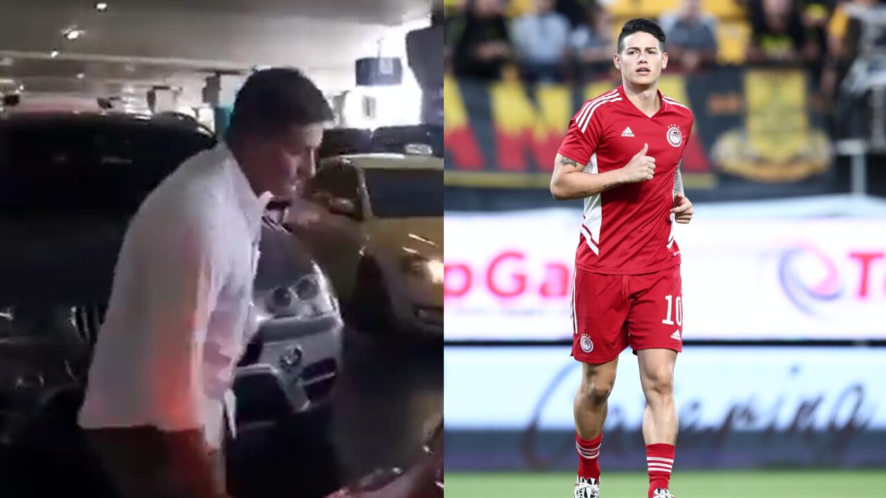 Michel González y James Rodríguez. Foto: Captura gazzetta.gr//Olympiacos FC