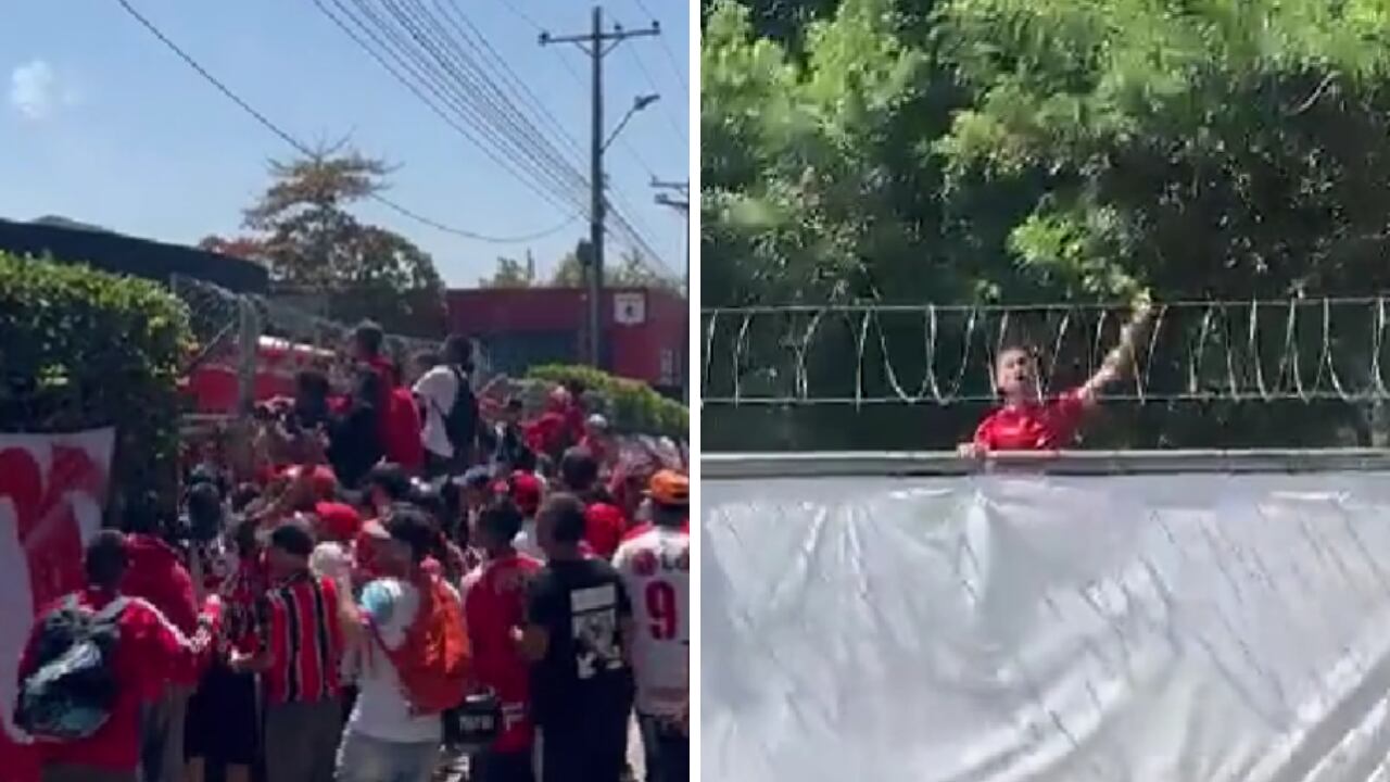 Protesta de hinchas del América en la sede de Cascajal