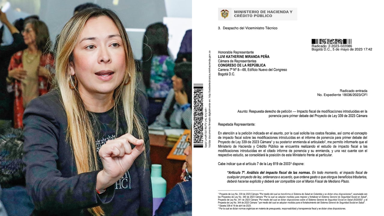 Katherine Miranda reveló una respuesta de derecho de petición del Ministerio de Hacienda que confirma que no hay concepto para la reforma a la salud.