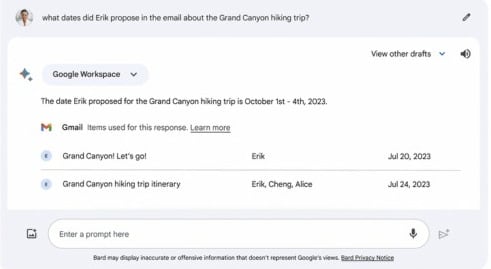 Bard, ahora se integra con las aplicaciones y servicios de Google.