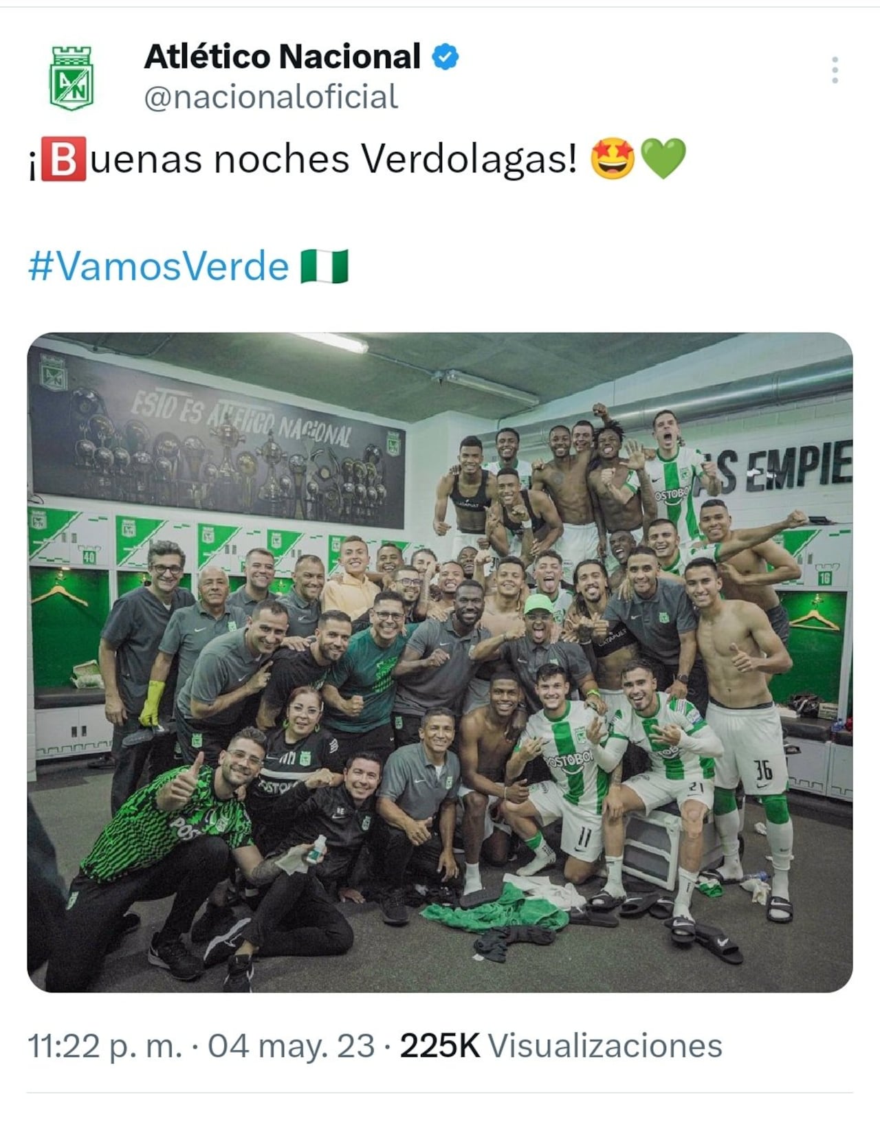 El tweet borrado en la cuenta oficial de Atlético Nacional