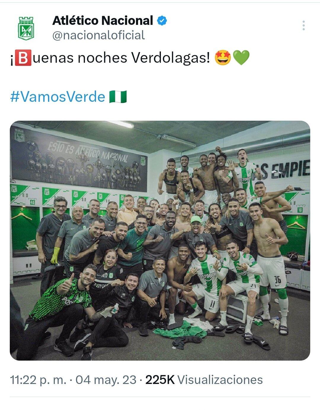 El tweet borrado en la cuenta oficial de Atlético Nacional