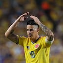 Colombia's midfielder #10 James Rodriguez reacts during the 2026 World Cup round of 32 football match between Colombia and Ghana at the Kansas City Stadium in Kansas City on July 3, 2026. (Photo by Odd ANDERSEN / AFP)
