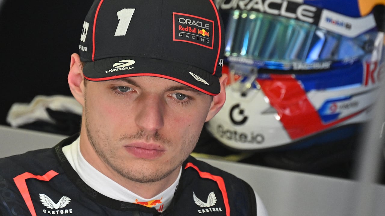 Red Bull Racing's Dutch driver Max Verstappen stands in the pit during the third practice session ahead of the Bahrain Formula One Grand Prix at the Bahrain International Circuit in Sakhir on April 12, 2025. (Photo by Andrej ISAKOVIC / AFP)
