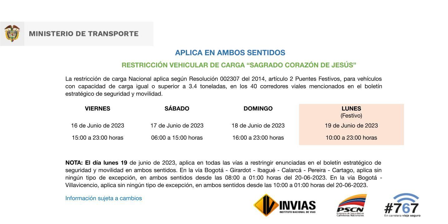 Restricción para vehículos de carga